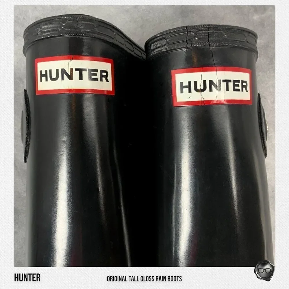 HUNTER ORIGINAL TALL RAIN BOOTS IN GLOSS BLACK WOMEN’S SHOE SIZE EU 36 BOOTS